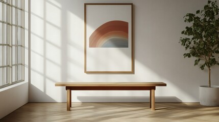 Modern Interior Design with Abstract Rainbow Art
