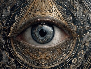 Intricate design surrounding a single, insightful eye.