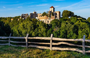 Ruins of medieval Tenczyn Castle within Jurassic Highland in Rudno village near Cracow in Lesser Poland