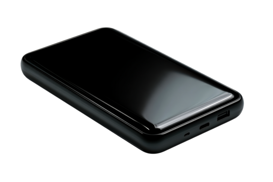 Portable power bank with sleek black design for charging devices