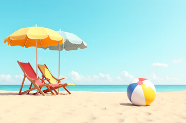 Summer beach landscape palm trees sand .generative ai
