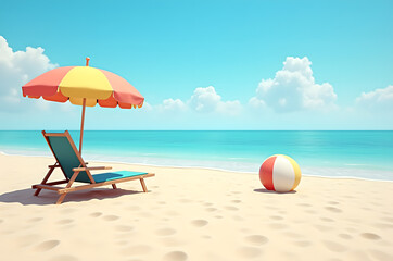 Summer beach landscape palm trees sand .generative ai