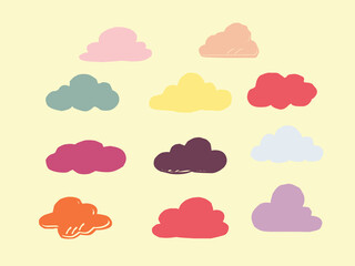 set of clouds.set of clouds icons. Vector illustration of clouds.set of colorful clouds.weather icon set. Set of weather icons.clouds computing concept. Cloud computing icon. clouds pattern background