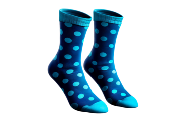 Bright blue polka dot socks with a fun design for casual wear