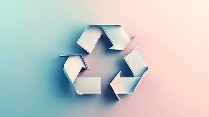 Creative representation of recycling symbol in pastel colors highlighting environmental awareness and sustainability