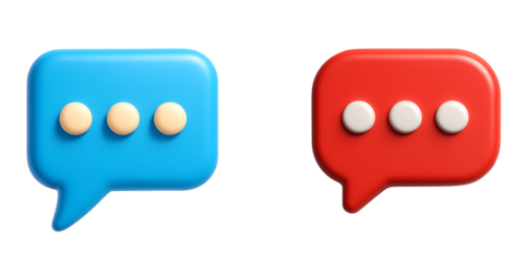 Colorful Chat Bubbles Icon Representing Online Communication and Social Media Interaction , Cartoon icon plastic style