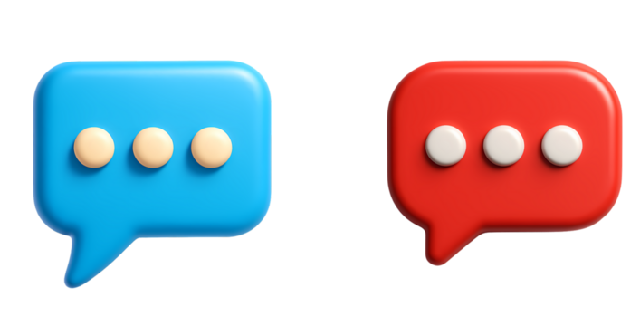 Colorful Chat Bubbles Icon Representing Online Communication and Social Media Interaction , Cartoon icon plastic style