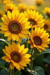 Fototapeta premium Sun-drenched sunflowers, lustrous pearls scattered amongst petals , aesthetic, pearls, delicate