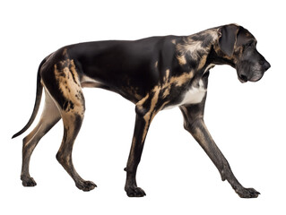 Fototapeta premium Great Dane with black and tan markings on transparent background