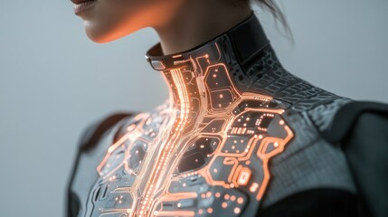 Woman with glowing cybernetic parts