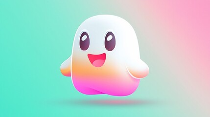 Obraz premium Cute Ghost, Pastel Colors, Flat Style
