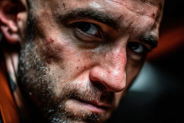 Obraz premium Man with a bushy beard examining a beard trimmer.