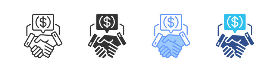 Negotiation Multi Style Icon Set Vector 