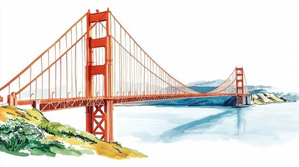 Fototapeta premium A beautiful watercolor representation of the Golden Gate Bridge.