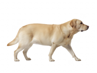 Labrador Retriever walking with transparent background