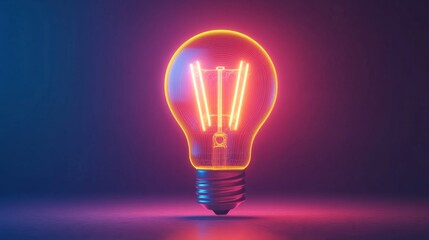 Fototapeta premium A glowing light bulb is lit up in a dark room