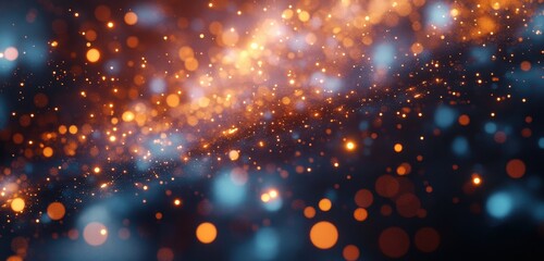 Obraz premium Glowing particles swirl in dark