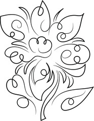 Elegant Black Line Art Flower Design Illustration