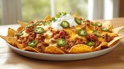 Loaded Nachos with Beef, Cheese, and Jalape&ntilde;os