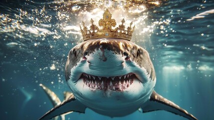 The regal presence of a great white shark swimming gracefully. 