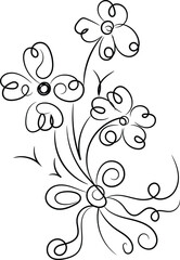 Elegant Black Line Art Floral Design Bouquet Illustration