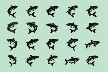 rainbow trout fish silhouette vector illustration