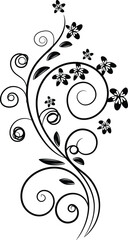 Elegant Black and White Floral Swirl Design Element
