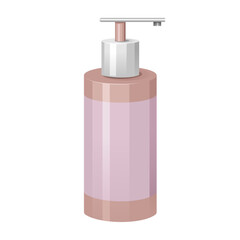 Pink cosmetic dispenser bottle with pump