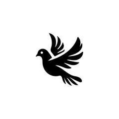 Black and White Vector Bird Illustration with Eagle and Hummingbird Elements