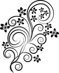 Elegant Black and White Floral Swirl Design Element