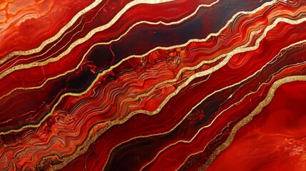 A stunning top view of red agate showcasing its unique golden veins.