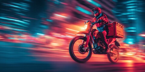 Fototapeta premium Urban delivery motorcycle rider