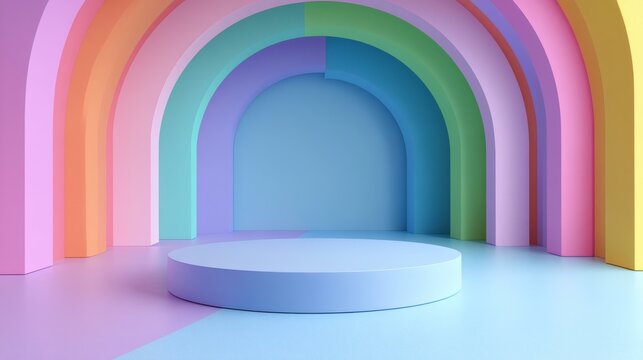 Pastel Rainbow Archway Display Podium