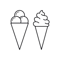 ice cream simle hand drawing illustration icon set