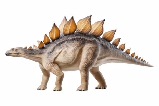 Side view illustration of stegosaurus with iconic plates in natural environment, isolated on transparent background