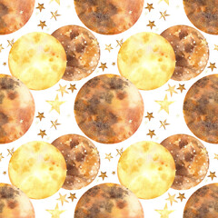 Hand Painted Celestial Moon and Star Pattern