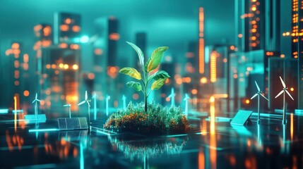 Fototapeta premium Sustainable urban future, a digital rendering.
