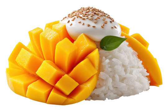 Vibrant mango sticky rice a sweet journey through thailand's dessert paradise, isolated on transparent background