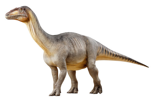 Hadrosaurus in relaxed two-leg pose prehistoric dinosaur art in natural habitat, isolated on transparent background