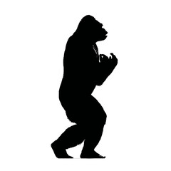 Solid black silhouette of a gorilla beating chest