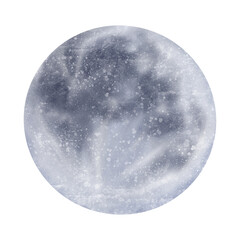 Beautiful Moon planet of the space solar system isolated on white background. Watercolor digital illustration. Cute items for kids for the design, decoration of clothes, room, interior, textile
