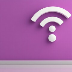 Fototapeta premium 3D Render of White Wifi Symbol on Purple Wall