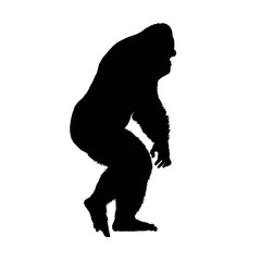 Solid black silhouette of a gorilla beating chest