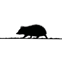 Solid black silhouette of a hedgehog walking