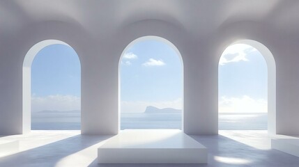 Modern Minimalist White Architecture with Ocean View