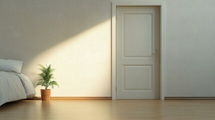 Obraz premium Empty Bedroom Interior Design with Sunlight