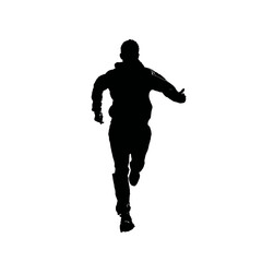 Solid black silhouette of a jogger running