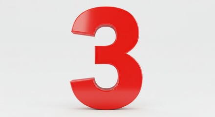 Naklejka premium Three dimensional red number 3 on transparent background