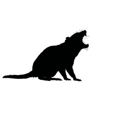 Solid black silhouette of a Tasmanian devil growling