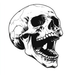 Detailed graphic illustration of a screaming skull.